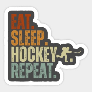 Eat Sleep Hockey Repeat Kids Adult Ice Hockey Retro Vintage Sticker